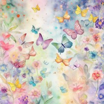 Pastel Butterfly Watercolour Square Blank Card 5