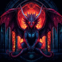 Gothic Fantasy Dragon Blank Square Card (Design 5)