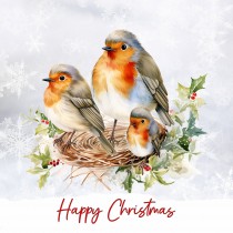 Christmas Animals Square Card (Robin)