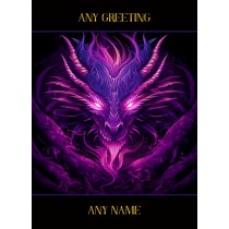 Personalised Fantasy Art Dragon Greeting Card (Design 5)