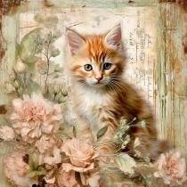 Cat Kitten Art Blank Square Card (Design 5)