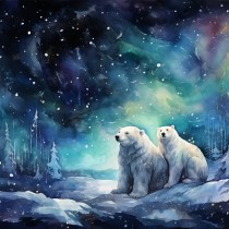 Polar Bear Art Blank Square Card (Design 5)