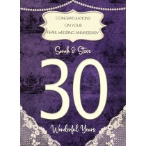 Personalised Pearl 30th Wedding Anniversary Card (Special Couple)