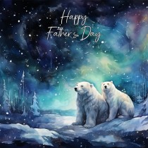 Polar Bear Art Fathers Day Square Card (Design 5)