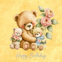 Cute Bear Art Square Birthday Card Design 3
