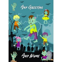 Personalised Fantasy Zombie Kids Greeting Card (Birthday, Any Occasion)