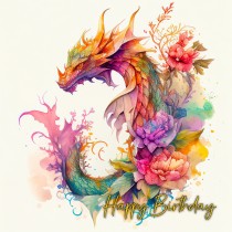 Dragon Watercolour Art Birthday Greeting Card