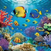 Coral Reef Colourful Fish Art Birthday Greeting Card