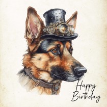 German Shepherd Fantasy Steampunk Square Birthday Card (Design 5)