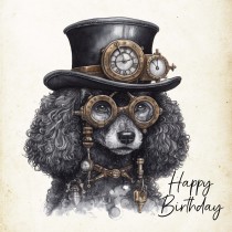 Poodle Fantasy Steampunk Square Birthday Card (Design 5)