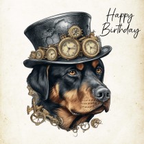 Rottweiler Fantasy Steampunk Square Birthday Card (Design 5)