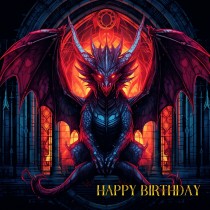 Gothic Fantasy Dragon Birthday Square Card (Design 5)