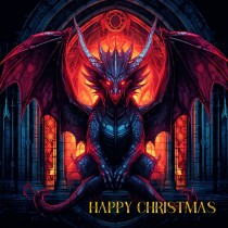 Gothic Fantasy Dragon Christmas Square Card (Design 5)
