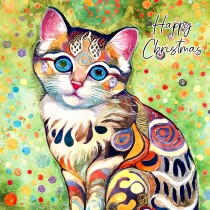 Cat Art Colourful Christmas Square Greeting Card (Design 5)