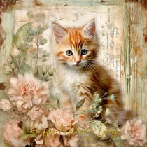 Cat Kitten Art Mothers Day Square Card (Design 5)