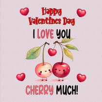 Funny Pun Valentines Day Square Card (Cherry Much)