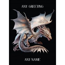 Personalised Fantasy Dragon Art Greeting Card (Birthday, Fathers Day, Any Occasion) Design 6