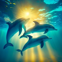 Dolphin Animal Art Blank Greeting Card