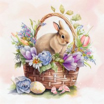 Bunny Rabbit Watercolour Art Blank Greeting Card