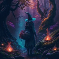 Witch Fantasy Art Blank Greeting Card