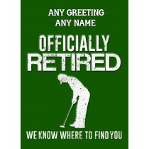 Personalised Funny Golf Retirement Card