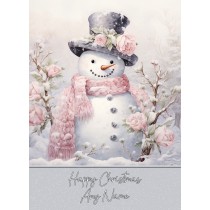 Personalised Snowman Art Christmas Card (Design 6)