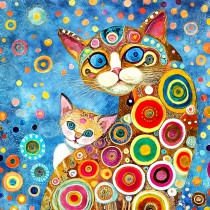 Cat Art Colourful Blank Square Greeting Card (Design 6)