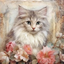 Cat Kitten Art Blank Square Card (Design 6)