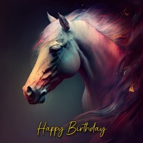 Fantasy Horse Square Birthday Card Design 6