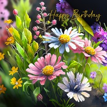 Flowers Art Birthday Greeting Card