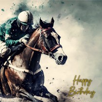 Horse Racing Art Birthday Greeting Card