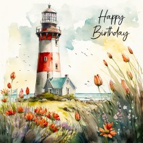 Lighthouse Scenery Art Birthday Greeting Card