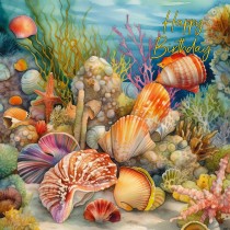 Coral Reef Shells Art Birthday Greeting Card