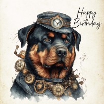 Rottweiler Fantasy Steampunk Square Birthday Card (Design 6)