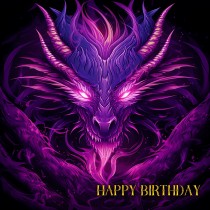 Gothic Fantasy Dragon Birthday Square Card (Design 6)