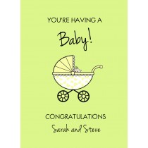 Personalised You're Having a Baby Pregnancy Card (Green)