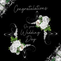 Wedding Congratulations Square Card (Black)