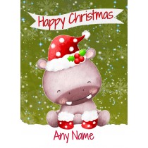 Personalised Christmas Card (Happy Christmas, Hippo)