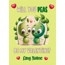 Personalised Funny Pun Valentines Day Card (Peas)