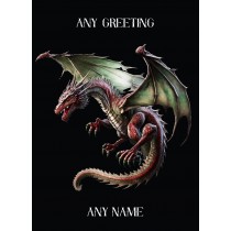 Personalised Fantasy Dragon Art Greeting Card (Birthday, Fathers Day, Any Occasion) Design 7