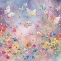 Pastel Butterfly Watercolour Square Blank Card 7