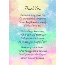 Thank You Poem Verse Greeting Card (Colour)