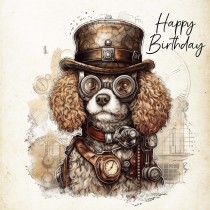 Poodle Fantasy Steampunk Square Birthday Card (Design 7)
