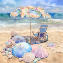 Beach Scene Watercolour Art Blank Greeting Card