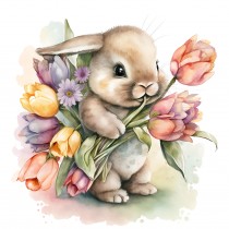 Bunny Rabbit Watercolour Square Blank Card 8
