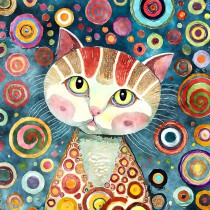 Cat Art Colourful Blank Square Greeting Card (Design 8)