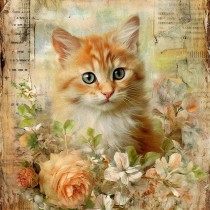 Cat Kitten Art Blank Square Card (Design 8)