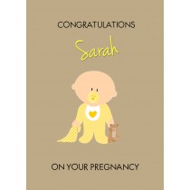 Personalised Baby Pregnancy Congratulations Card (Brown)