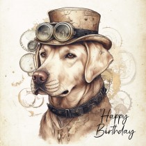 Labrador Fantasy Steampunk Square Birthday Card (Design 8)