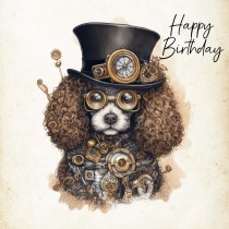 Poodle Fantasy Steampunk Square Birthday Card (Design 8)